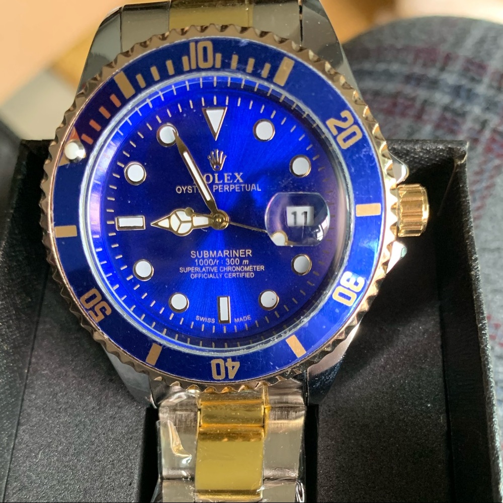 New watch, Blue faced w/gold & silver band!!